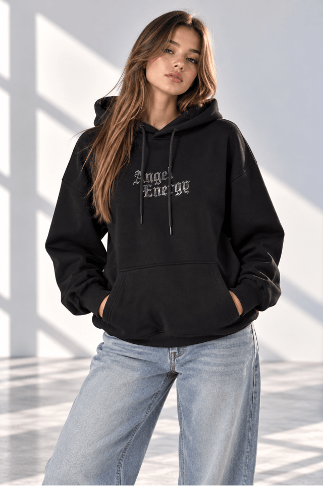 Sweatshirt Angel Energy Kanat Ön Arka Baskılı Kapüşonlu BSR1991