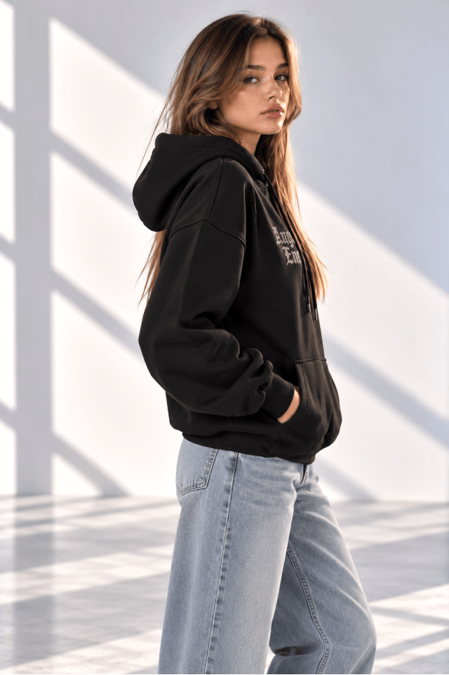 Sweatshirt Angel Energy Kanat Ön Arka Baskılı Kapüşonlu BSR1991